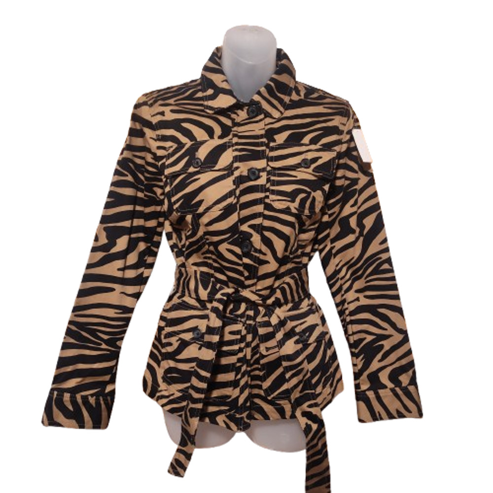 American Living Women’s Brown Zebra Print Safari Jacket Size S BG40